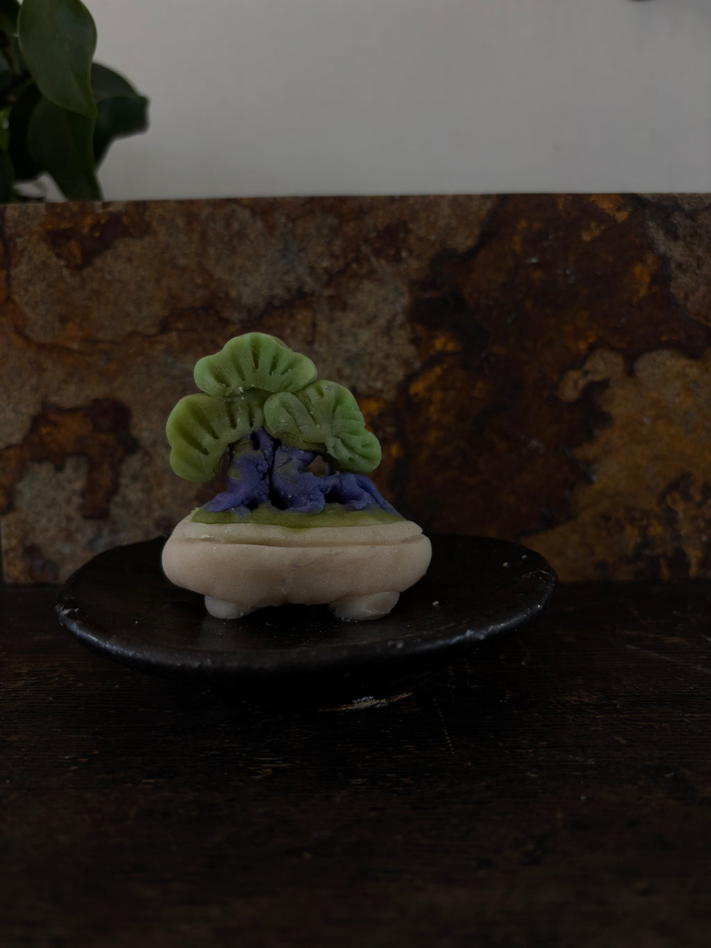 紫陽花と盆栽の和菓子を作る