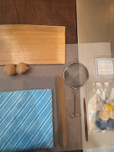 紫陽花と盆栽の和菓子を作る